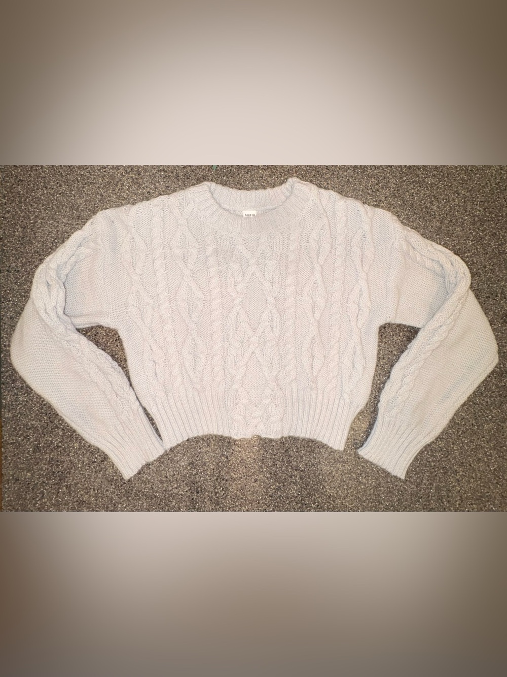 SHEIN Grey Cable Knit Crew Sweater